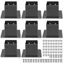 4x4 Post Base, 8Pcs Post Brackets (Inner Size 3.5"x3.5") Heavy Duty Steel Fence Post Anchor for Wood Deck Porch Railing Pergola Mailbox Support Black Powder-Coated