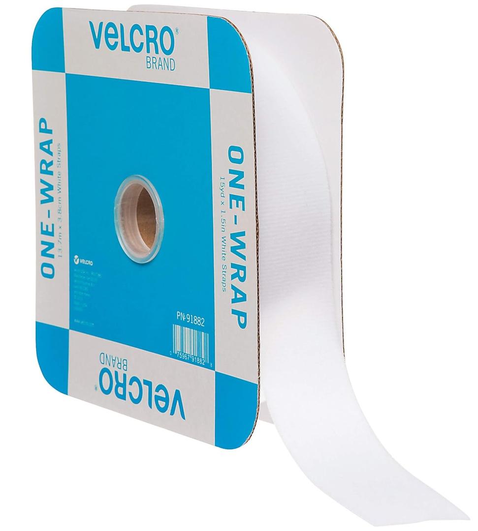 VELCRO Brand ONE-WRAP Bundling Ties – Reusable Fasteners for Keeping Cords and Cables Tidy – Cut-to-Length Roll, 45ft x 1 1/2in, White, 91882