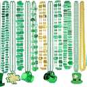 Fovths 100 Pieces St Patrick's Day Beads Necklaces Bulk 18 Kinds of Pendants Green Shamrock Coins Hat St Patricks Beads Necklace for Parade St Patrick's Day Decoration Party Supplies