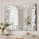 Chende 3D Modern Decorative Mirrors for Wall, 36" x 24" Living Room Mirror
Uneven Glass Frame, Geometric Desgin, Beveled Glass Edge Fit Bathroom Dining Room Fireplace Entryway