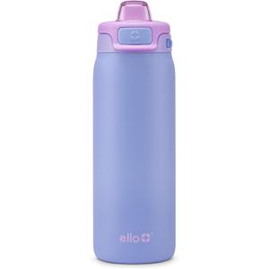 Ello Pop & Fill 18oz Stainless Steel Kids Water Bottle with Quick Fill Lid | Vacuum Insulated BPA Free Bottle with Leak Proof Straw and Chug Lid, Dishwasher Safe, Gift For Kids Teens, Lavender Fields