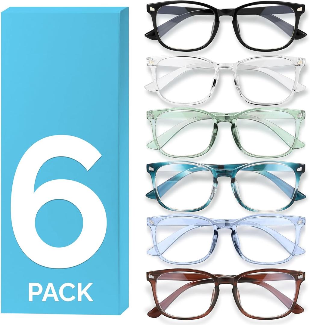 MIGSIR Blue Light Blocking Glasses for Computer Gaming, Fashion Fake Helps Reduce Screen Fatigue Eyeglasses for Women Men (N6 Pack Mix-03)