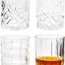 KANARS Whiskey Glasses Set of 4 - Multi Style Crystal Liquor Glasses 10 oz - Rocks Glass Barware For Scotch, Bourbon, Rum and Cocktail, Whisky Gifts for Men Dad Brother Adult
