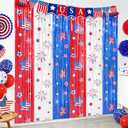 3 x 4th of July Decorations Backdrop 2 Pack Red White Blue Star Pattern 3.3 x 6.6 Ft Foil Fringe Curtains Streamers Photo Booth Props for Independence Labor Memorial Day Patriotic USA Party Decor Supplies