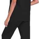COLORFULLEAF Women's 100% Cotton Pajamas Set Button Down Sleepwear Short Sleeve Shirt and Long Pants Soft Ladies Lounge Sets (Black, M)