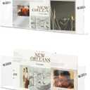 Acrylic Magazine Holder, 2 Pack Hanging Bookshelf Magazine Rack, Wall Mounted Floating Brochure Display for Waiting Room, Office, Home (Clear, 17 Inch)