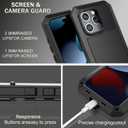 Compatiable with iPhone 15 Case,360 Full Body Protective Cover Heavy Duty Shockproof Tough Armour Aluminum Alloy Metal Case with Silicone Built-in Screen Protector - Black