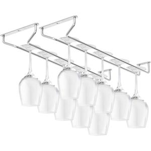 CUKE2BEET 15.7 Inch Stainless Steel Wine Glasses Rack Under Cabinet Stemware Rack, Rust Resistant