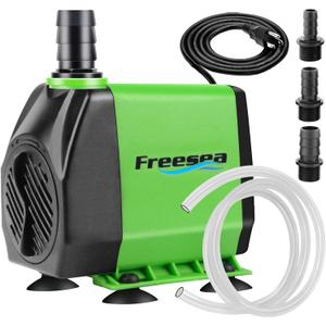FREESEA Fountain Submersible Water Pump: 800GPH 45W Adjustable Small Pond Pump with 5ft Tubing Hose and 3 Nozzles 10ft High Lift for Outdoor | Hydroponics | Waterfall | Aquarium | Fish tank (45W/800GPH)