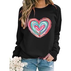 Urvatac Womens Valentine's Day Sweatshirt Funny Love Heart Graphic Pullover Shirts Casual Holiday Long Sleeve Blouse Tops, Medium