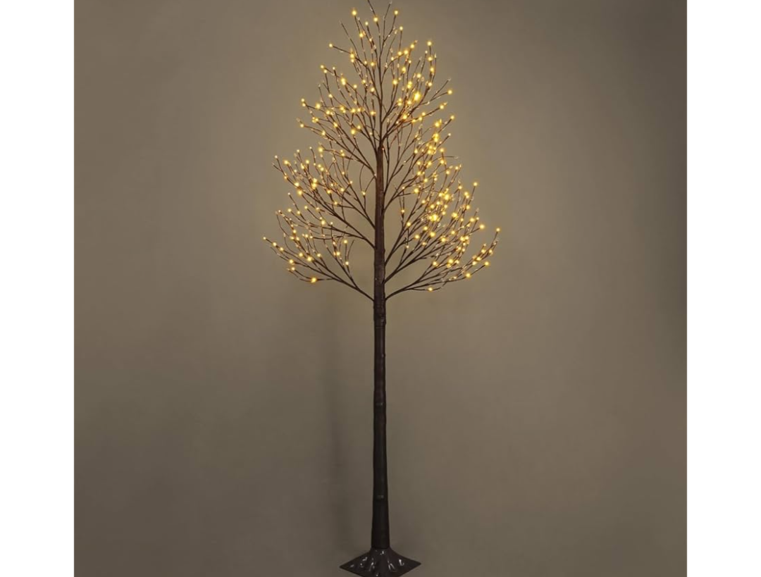 CAPHAUS 8 Feet Willow Lighted Twig Tree w/ 240 LED Light, 96 Inch Fake Willow Tree w/Lights, Warm White Lights, Artificial Twinkling Willow Branch Tree for Festival, Holiday Decoration Indoor