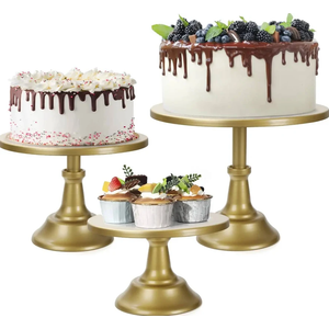 Gold Metal Cake Stands Set 3 Piece Dessert Table Display For Wedding Birthday Christmas Parties