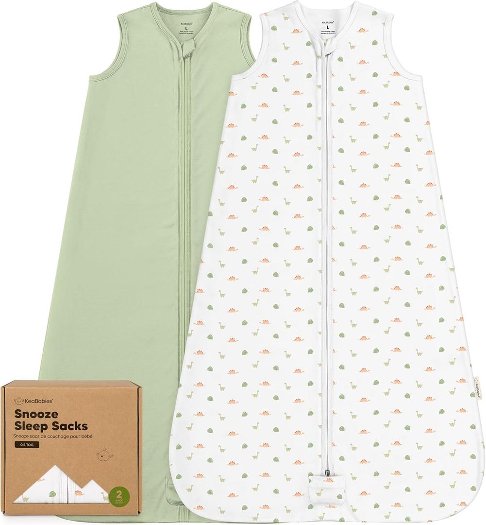 2-Pack Baby Sleep Sacks, Zipper Wearable Blanket - 0.5TOG Organic Cotton,Lightweight, Soft Cozy Toddler Sleeping Sack 12-24 months,Easy to Wear Large Newborn Transition Swaddles Sleepsacks (Roarsome, L)