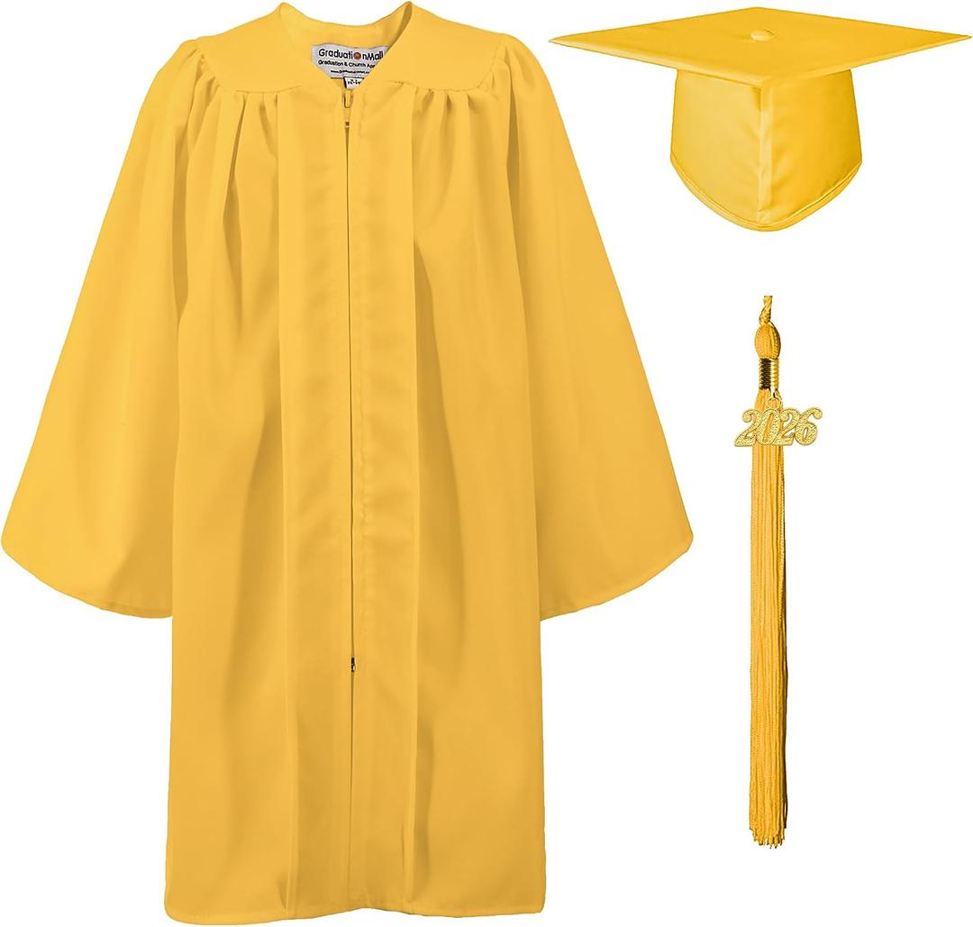 GraduationMall Matte Kindergarten & Preschool Graduation Gown Cap Set with 2023 Tassel Gold 33 (4'0"-4'2")