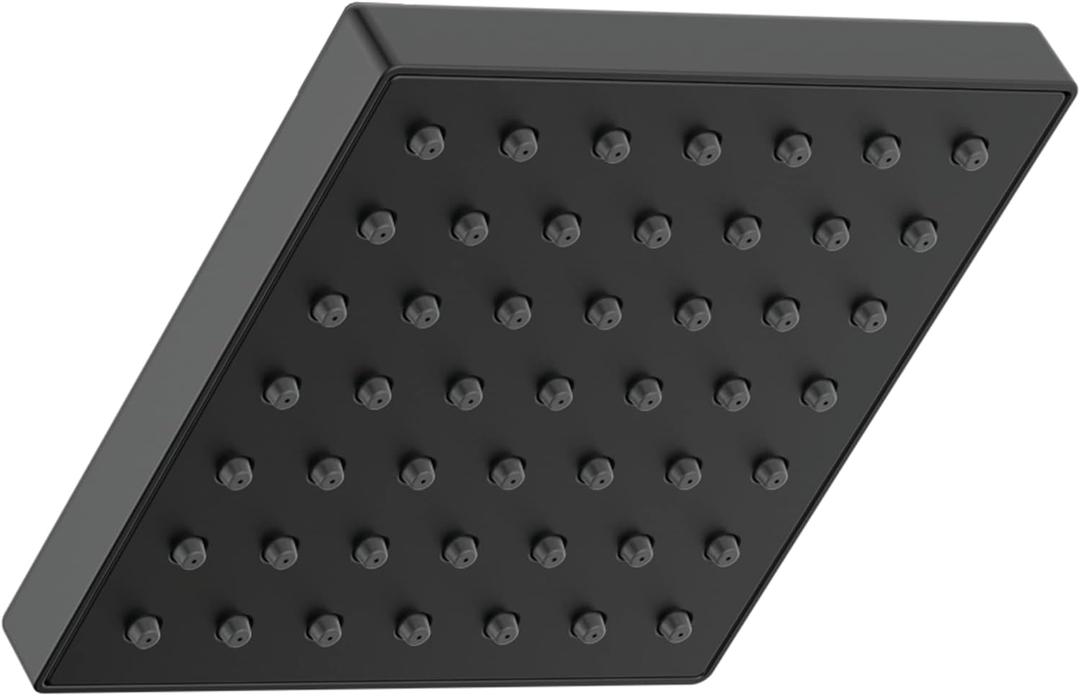 Delta Faucet Modern 5-inch Single-Spray Shower Head, Black Square Shower Head, High Pressure Shower Head, 1.75 GPM Flow Rate, Matte Black RP101846BL