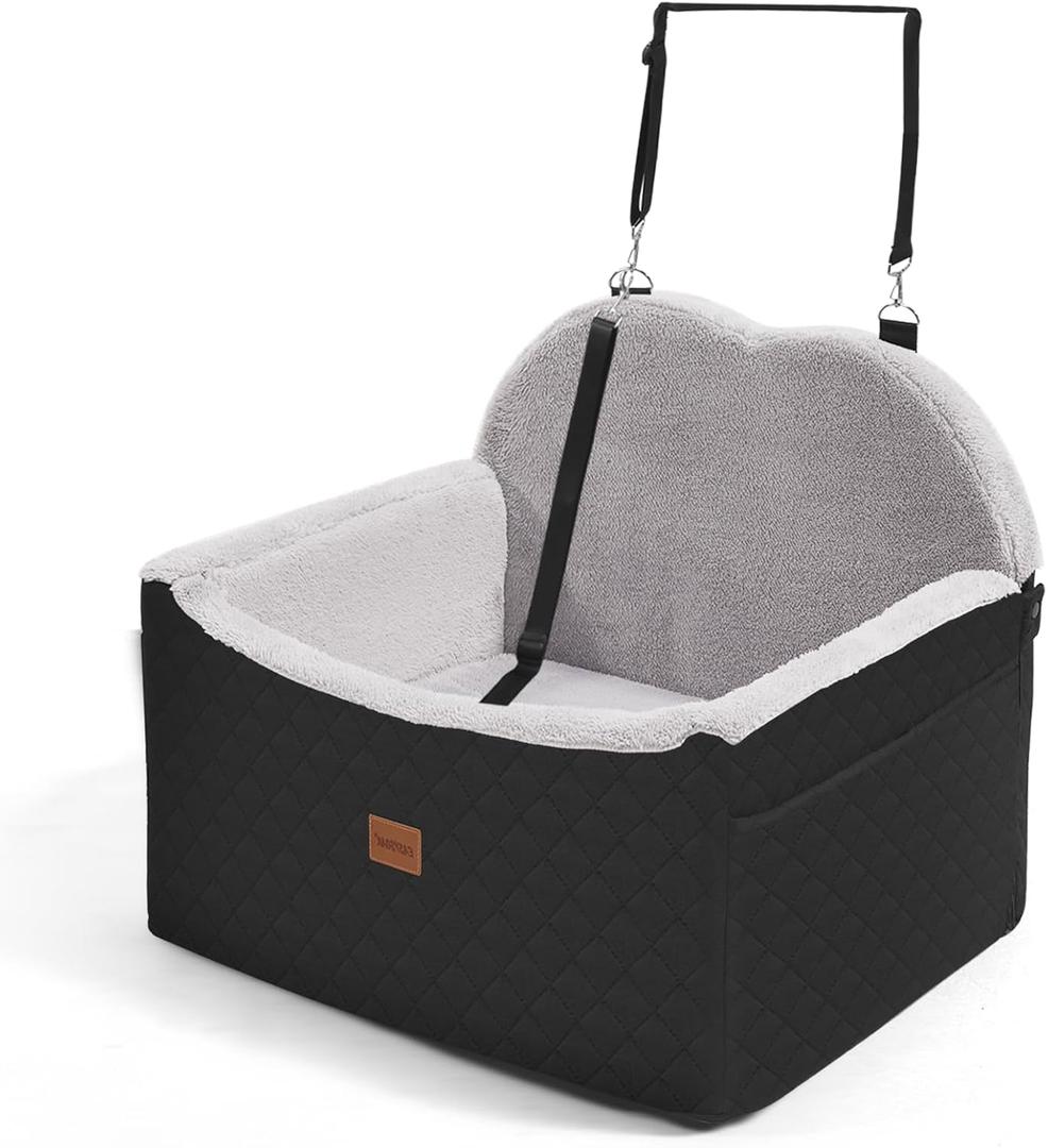 WarmInsula Dog Car Seats for Small Dogs, Detachable Dog Booster Car Seat with Storage Pockets Safety Belt, Pet Booster Cushion for Medium Dogs, Foldable Pet Sofa Cushion & Travel Bed