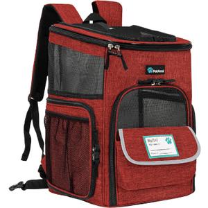 PetAmi Dog Backpack Carrier, Airline Approved Cat Backpacks for Carrying Small Large Cats, Pet Carrier Back Pack, Ventilated Soft Sided for Travel, Hiking, Camping, Max 18 lbs, Red (One Size)