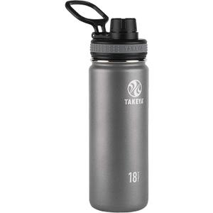 Takeya Originals 18 oz Vacuum Insulated Stainless Steel Water Bottle with Spout Lid, Graphite
