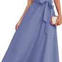 ZESICA Womens 2026 Summer One Shoulder Ruffle Maxi Dress Boho Sleeveless Empire Waist Tie Flowy Beach Party Long Dresses (Blue, XL)