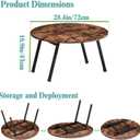 Folding Coffee Table Rustic Small Coffee Tables,Foldable Round Table for Small Spaces,Mid Century Wood Coffee Table for Living Room, Home, Office,Easy Assembly,Brown, 72 cm x 72 cm x 43 cm