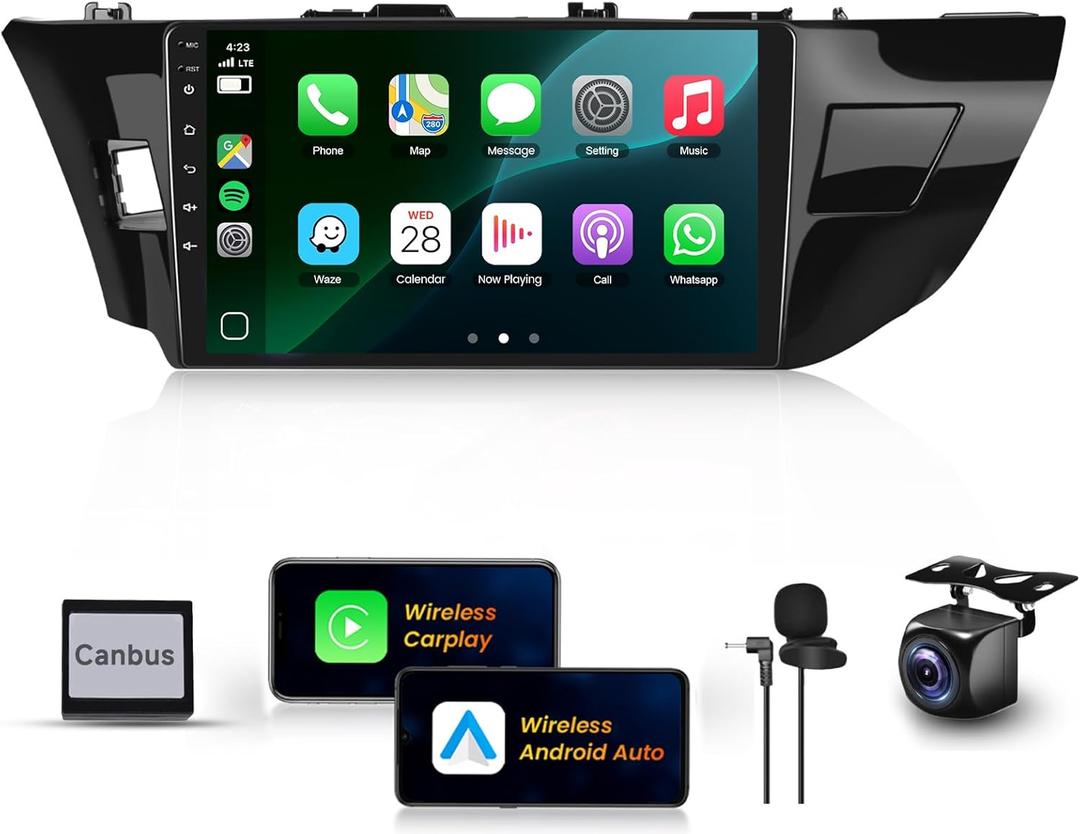 8Core 4+64G Car Stereo for Toyota Corolla/Levin 2014-2017 Car Radio Wireless Carplay Android Auto,10.1" IPS Touch Screen,Android Radio for Corolla/GPS/WiFi/32EQ DSP/59UI/BT5.0/Backup Camera