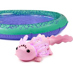 Fingerlings Interactive Baby Axolotl with Inflatable Pool, Alix, Swims and Lights Up in Water, Rainbow Lights Tell Your Mood (Ages 5+)