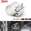 BESULEN 2.25 Inch Exhaust Clamp, 2 PCS Butt Joint Band Clamp Sleeve Coupler, Car Stainless Steel Muffler Band Clamp, Exhaust Pipes Repair Sleeve Connector, Car Exterior Accessories (2.25")