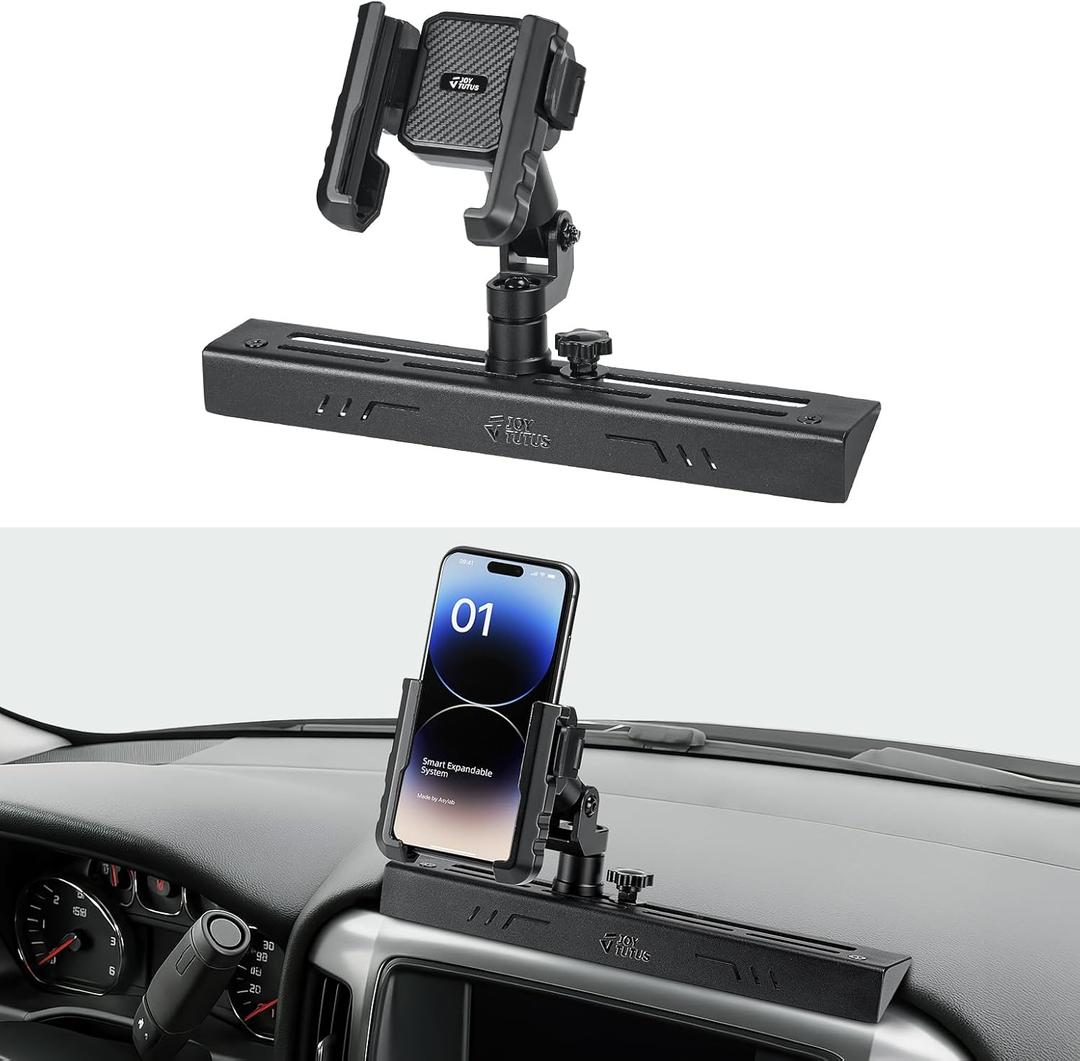 JOYTUTUS Metal Dash Platform Mount Phone Holder Compatible with 2014-2018 Silverado & Sierra, 2015-2019 Silverado HD & Sierra HD| Custom Fit Phone Mount Expansion Platform| One-Hand Adjustable Clip