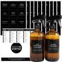Black Laundry Labels for Jars, 136 Preprinted Home and Laundry Stickers for Storage Bins, Cleaning Jars, Bathroom Spray Bottles, Linen Closet, Household Organization