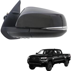 Marretoo Letf Driver Side View Mirror replacement for TOYOTA Tacoma 2016-2023 Accessories 8 pins Heated Turn Signals Light Power Adjusted Glass With Blind Spot Monitoring(BSM) TO1320350, 8794004240 LH (BLACK)