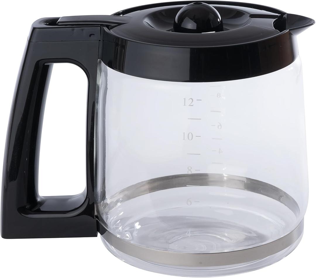 Replacement 12-Cup Glass Carafe for Cuisinart Coffee Maker (fits DCC-1200PRC CHW-12, CHW-12P1, DCC-1100BK, DCC-1200, DCC-2650, DGB-550BK, DGB-550BK1 DGB-625BC, DGB-700BC, SS-12)