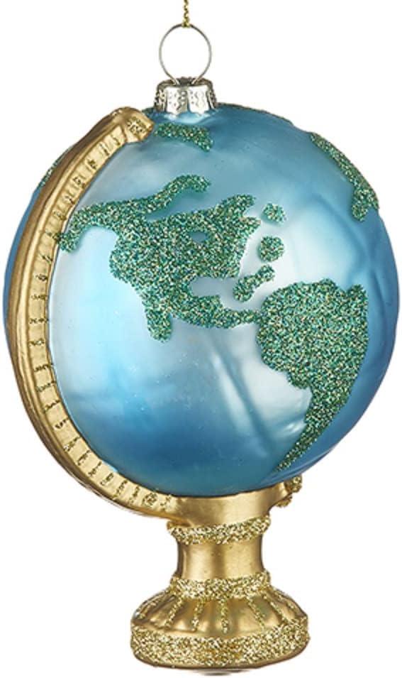 Earth World Globe Christmas Figurine Ornament 5" Glass Hanging Ornament Christmas Tree Decoration