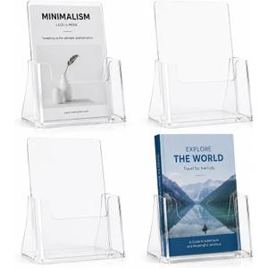 4 Pack Acrylic Sign Holder 8.5 x 11 inches, Acrylic Magazine Holder