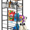 4-Tier Slim Rolling Cart with Pull-Out Baskets & Wooden Top Narrow Mobile Storage Organizer, Multipurpose Utility Cart with Handle for Small Spaces, Kitchen, Bathroom, Laundry Room, Office, Brown