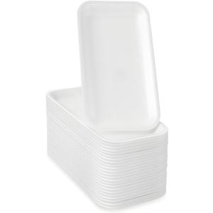 EBOOT 50 Pcs Crafts Foam Trays, White Foam Meat Food Plates Paint and Ink Mixing Plates Rectangle Printmaking Dish for DIY Art Craft Dissecting(8 x 4 x 1 Inches)