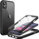 JETech Case for iPhone 11 6.1 Inch with Built-in Screen Protector Anti-Scratch, 360 Degree Full Body Rugged Phone Cover Clear Back (Black)