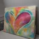 Stupell Industries Abstract Textural Heart Painting, Designed By Kami Lerner, 40 x 30, Canvas Wall Art