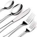 Silverware Set for 8 with Serving Utensils,Stainless Steel Flatware Cutlery | Heavy Duty Steak Knife Fork and Spoon, Dishwasher Safe, Gift Package for Wedding Housewarming, Size: 45 Piece