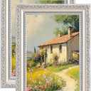 eletecpro 5x7 Picture Frames Set of 2, Vintage Photo Frames with Real Glass, Displays 4x6 Photo with Mat or 5x7 without Mat for Tabletop or Wall Decor, Silver Beige