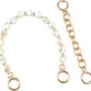 Beaulegan Unique Pearl Purse Chain Handles - Short Strap Replacement for Handbag Set of 2, 15.7 & 7.8 Inch Long (Gold)
