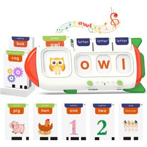 QuTZ Talking Flash Cards CVC Word Spelling Games, Preschool Learning Activities Learning Toy, 107 Words Letter Matching Games, ABC Alphabet Flash Cards, Educational Toy for Toddler 3 4 5 6 Year Old