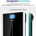 Etekcity Bathroom Scale for Body Weight, Highly Accurate Digital Electronic Weighing Machine for People, LCD Display, Large Size, 6mm Tempered Glass for Safe Home Use, Batteries Included, 400 lbs