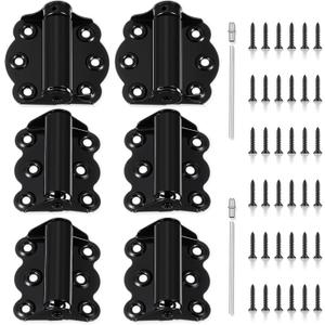 Zonon 6 Pack Black Self Closing Screen Door Hinge 2 3/4" Heavy Duty Steel Including 2 Pcs Adjustable Self Closing and 4 Pcs Unadjustable Spring Loaded Hinges for Screen Interior Exterior Door