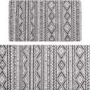 FRESHMINT Anti Fatigue Kitchen Mats for Floor 2 Piece Set, Waterproof & Non-Skid Boho Kitchen Rugs, Cushioned Kitchen Mat for Standing Washable Comfort Desk Kitchen Runners, 17x30+17x47 (Washed Black)