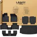 LASFIT Floor Mats & Cargo Mat & Backrest Mats for Volvo XC90 2016-2026 (Only for 7 Seats &T8 PHEV) All Weather TPE Mats Custom Fit Floor Liner for XC90 1st&2nd&3rd Row Car Mats & Cargo Liner, Black