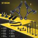 TUCAREST 14Pcs Suspension Kit Fit For 2003-2014 Vo-lvo XC90, 2 Front Lower Control Arm +2 Ball joint +4 Outer Inner Tie Rod +4 Sway Bar +2 Boots [# K640446 K80501 EV800043 ES800857 K500153 K80425]