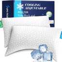 Cooling Pillow Queen Size Set of 2, Adjustable Bed Pillows for Sleeping, Luxury Shredded Memory Foam Side Sleeper Pillows 2 Pack, Cool No Flat Firm Cervical Neck Pillow for Side Sleepers Neck Pain