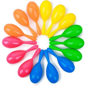 LovesTown 15PCS Plastic Mini Colorful Maracas for Kids Toy Musical Instruments Noisemaker for Party Favors Toddlers Gift