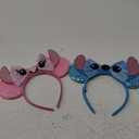 FACHPINT Stitch Ears, 2pcs Mouse Ears Headband for Stitch Angel, Cute Sequin Mini Blue/Pink Ears for Christmas Decoration, Girl Boy Photo Props, Party