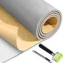 Self-Adhesive Auto Headliner Fabric 36×60 Inch Suede Headliner Replacement with Foam Backing Auto Roof Replacement Material with Roller and Knife for Car Truck SUV Rv Roof DIY(Gray)
